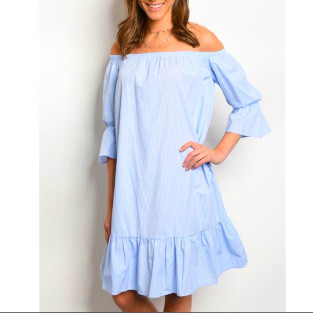 Light Blue Off Shoulder Dress